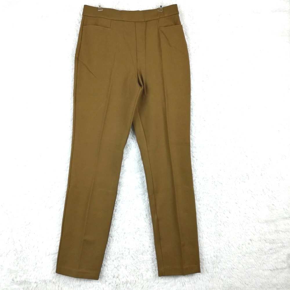 Susan‎ Graver Womens Pants Straight Leg Brown Pull On Flat Front Pockets XS